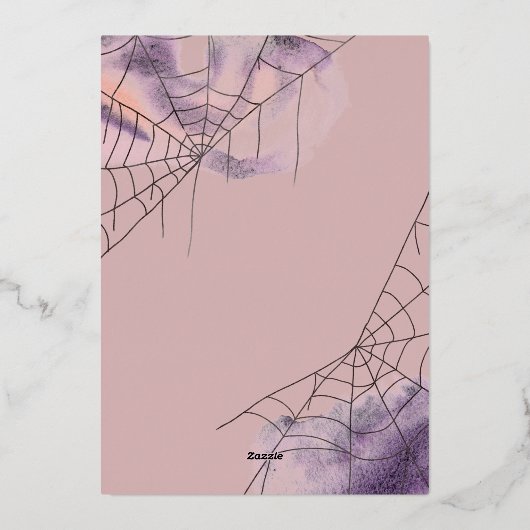 ベビーが醸造している |かわいいハロウィーンの赤ちゃんシャワー 箔招待状 (裏面)