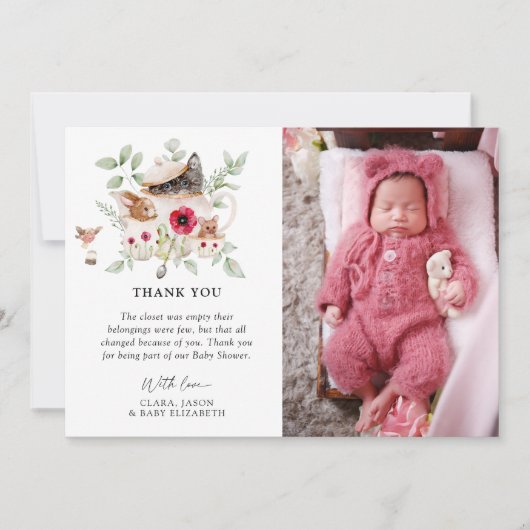 「ベビーが醸造している」アフタヌーンティーベイビーシャワー サンキューカード (正面)