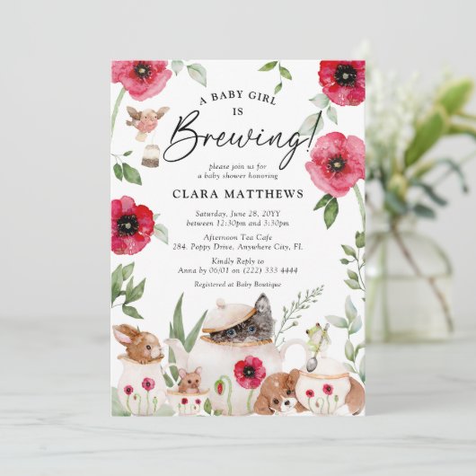 「ベビーが醸造している」アフタヌーンティーベイビーシャワー 招待状 (スタンド正面)