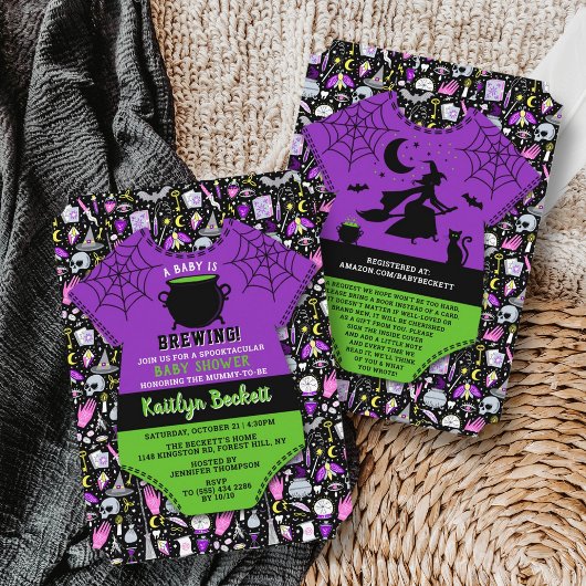 「ベビーが醸造している」ハロウィンモダンの赤ちゃんシャワー 招待状
