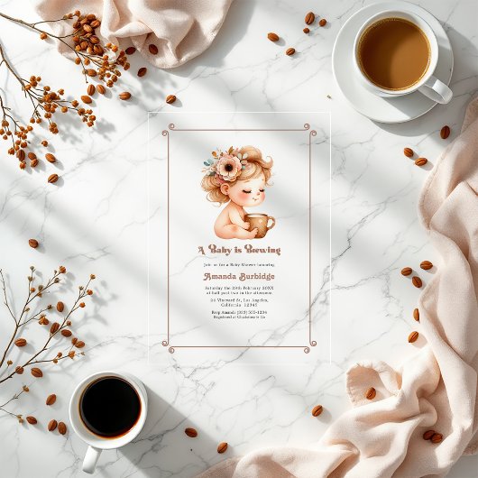「ベビーが醸造している」モチャムース赤ちゃんシャワー アクリル招待状