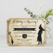 「ベビーが醸造している」ヴィンテージハロウィーンベイビーシャワー 招待状 (スタンド正面)