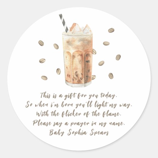 ベビーが醸造している – 祈りの言葉キャンドルラベル ラウンドシール (正面)