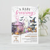 ベビーが醸造だ！ガールピンクハロウィーンベビーシャワー 招待状 (スタンド正面)