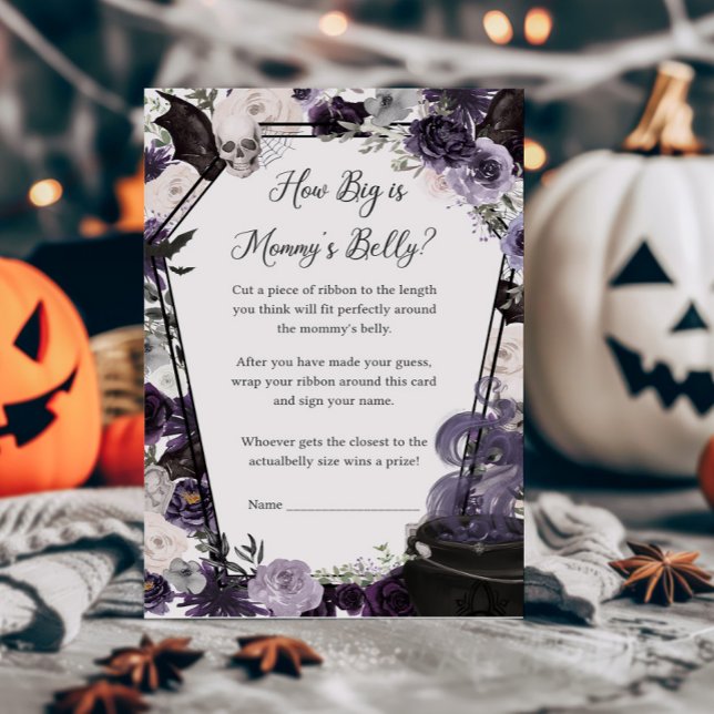 ベビーが醸造どのように大きいmommysベリーゲーム (Floral Gothic Coffin A Baby is Brewing Baby Shower How Big is Mommys Belly Game)