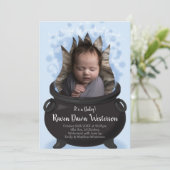 ベビーが醸造の誕生の発表ウィッチボーイブルー 招待状 (スタンド正面)