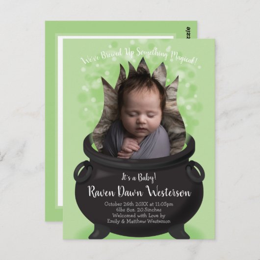 ベビーが醸造の誕生の発表ハロウィーン ポストカード (正面/裏面)