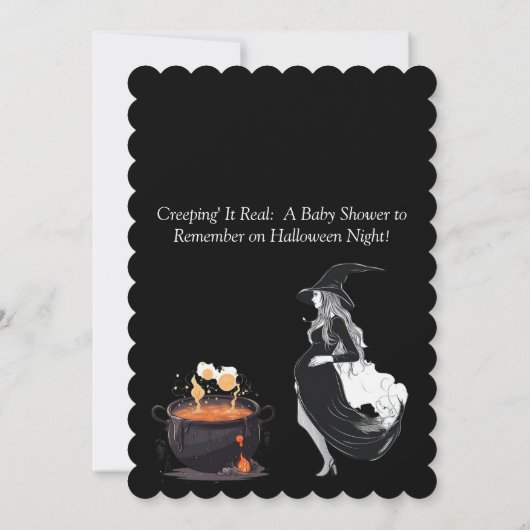 ベビーが醸造ハロウィーン赤ちゃんシャワー招待状 (裏面)