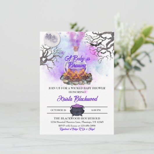 ベビーが醸造ハロウィーン赤ちゃんシャワー招待状 招待状 (スタンド正面)