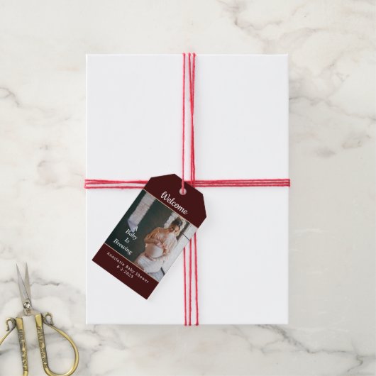 ベビーが醸造フォトシャワーパーティーパーソナライズ ギフトタグ (より糸付き)