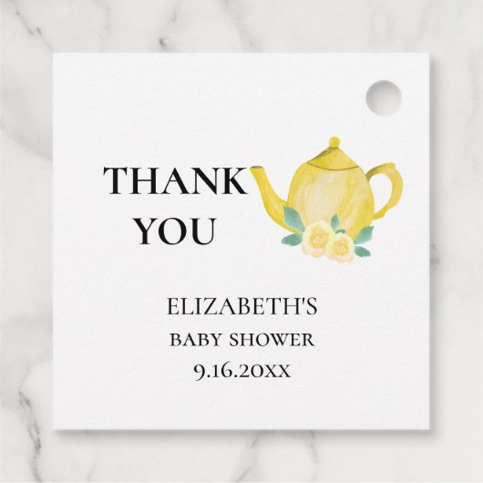 ベビーが醸造ベビーシャワーイエローフローラティーポット フェイバータグ (裏面)
