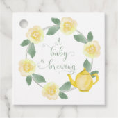 ベビーが醸造ベビーシャワーイエローフローラティーポット フェイバータグ (正面)