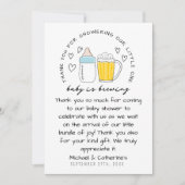 ベビーが醸造ボトルグラス赤ちゃんシャワー サンキューカード (正面)