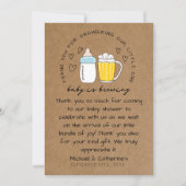 ベビーが醸造ボトルグラス赤ちゃんシャワー サンキューカード (正面)
