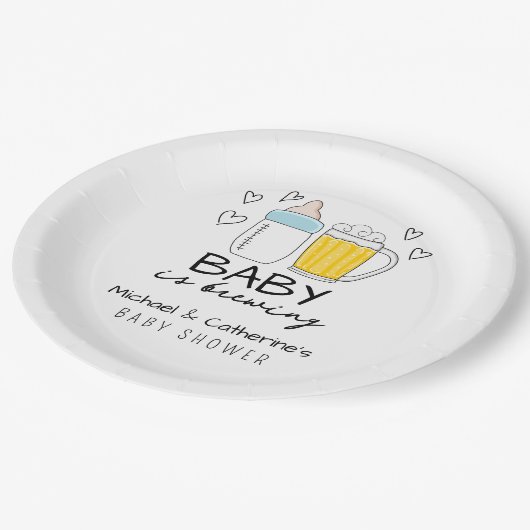 ベビーが醸造ボトルグラス赤ちゃんシャワー ペーパープレート (アングル)