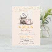 ベビーが醸造水玉模様ハロウィーン赤ちゃんシャワー 招待状 (スタンド正面)