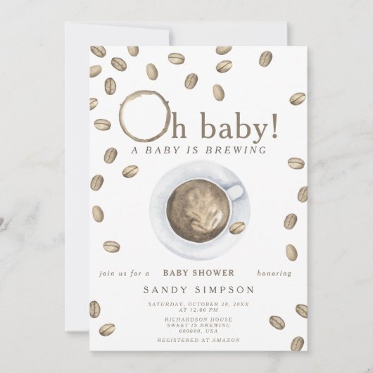 ベビーが醸造Ohベビーコーヒー豆ベビーシャワー 招待状 (正面)