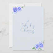 ベビーが青いティーポットのベビーシャワーをメールで作る 招待状 (裏面)