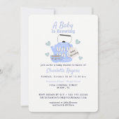 ベビーが青い赤ちゃんシャワーを浴びる 招待状 (正面)