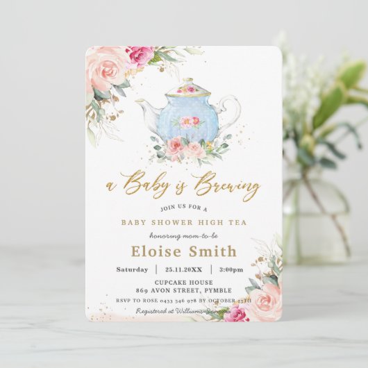 ベビーが高茶のパーティーの赤ちゃんシャワーを醸造している 招待状 (スタンド正面)