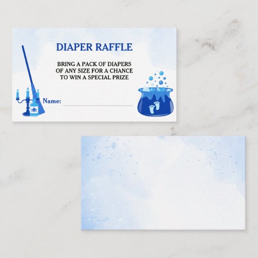ベビーが魔女の赤ちゃんシャワーおむつラッフルを醸造している エンクロージャーカード (正面/裏面)