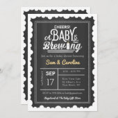 ベビーが黒板にベビーシャワーの泡を吹き出している 招待状 (正面/裏面)