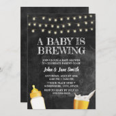 ベビーが黒板の赤素朴ちゃんシャワーを醸造している 招待状 (正面/裏面)