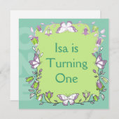 ベビーが1歳の誕生日パーティーの招待状 招待状 (正面/裏面)