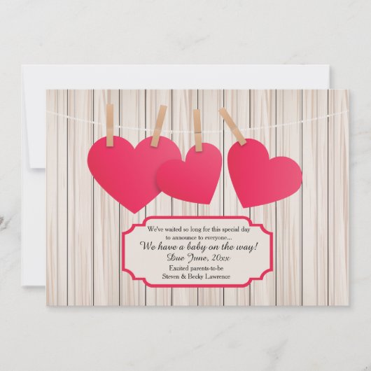 ベビーが3つの妊娠の発表をする 案内状 (正面)