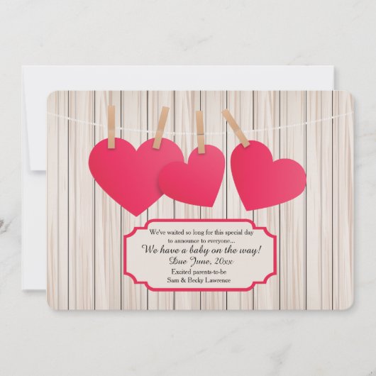 ベビーが3つの妊娠の発表をする 案内状 (正面)