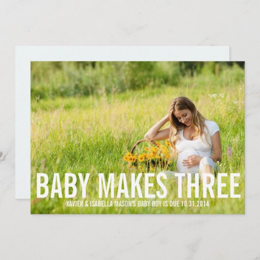 ベビーが3になる | 妊娠の発表 案内状 (正面/裏面)