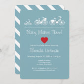 ベビーが3人！自転車 招待状 (正面/裏面)