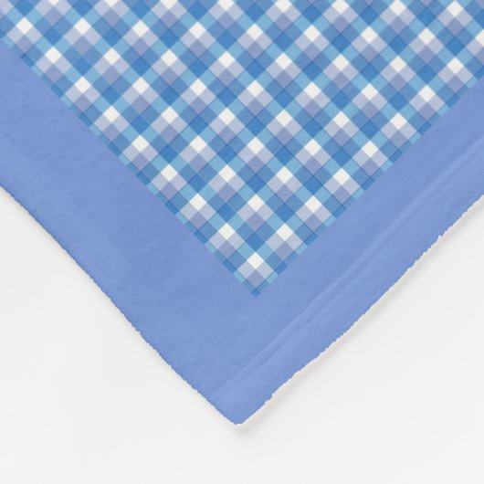 ベビーくまが付いている青い国の格子縞 フリースブランケット (角)