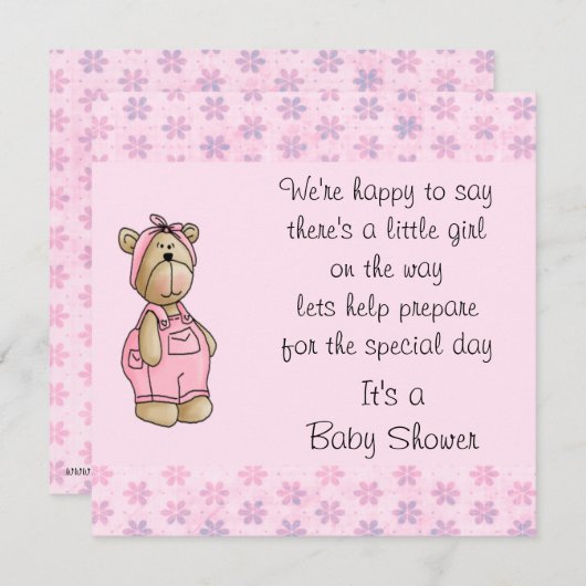 ベビーくまのベビーシャワー招待状 招待状 (正面/裏面)