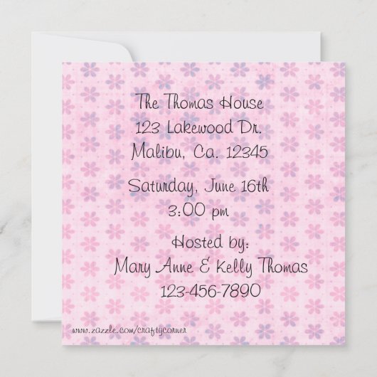 ベビーくまのベビーシャワー招待状 招待状 (裏面)