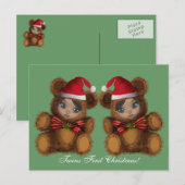 ベビーくまサンタは初めてのクリスマスの郵便はがきを結び付けます シーズンポストカード (正面/裏面)