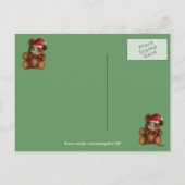 ベビーくまサンタは初めてのクリスマスの郵便はがきを結び付けます シーズンポストカード (裏面)