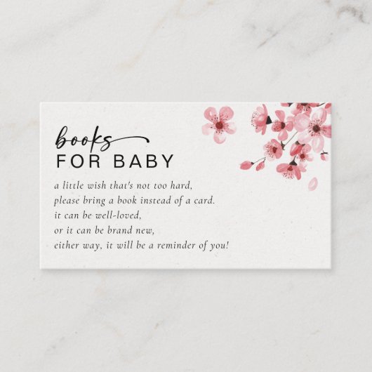 ベビーさくらんぼ花咲き赤ちゃんシャワー用の本 エンクロージャーカード (正面)