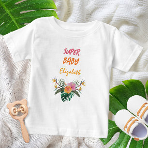 ベビーすごい熱帯オウムの水の色ベビーシャワー ベビーTシャツ