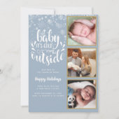 ベビーその冷たいアウトサイドブルー3フォト誕生 シーズンカード (正面)