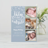 ベビーその冷たいアウトサイドブルー3フォト誕生 シーズンカード (スタンド正面)