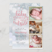 ベビーその冷たいアウトドアフォトガールホリデー誕生アン 案内状 (正面/裏面)