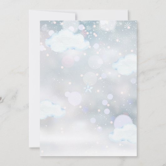 ベビーその冷たいテディベア冬の男の子の赤ちゃんシャワー 招待状 (裏面)