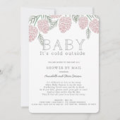 ベビーその冷たいピンクの松コーン赤ちゃんシャワーbyメール 招待状 (正面)