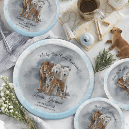 ベビーその冷たい冬の動物の外の赤ちゃんシャワー ペーパープレート