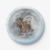 ベビーその冷たい冬の動物の外の赤ちゃんシャワー ペーパープレート (正面)