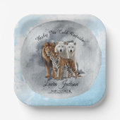 ベビーその冷たい冬の動物の外の赤ちゃんシャワー ペーパープレート (正面)