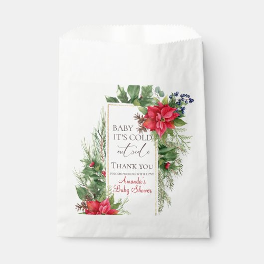 ベビーその冷たい冬の外の赤ちゃんシャワーギフト フェイバーバッグ (正面)