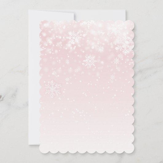 ベビーその冷たい冬の外の赤ちゃんシャワーピンクの女の子 招待状 (裏面)