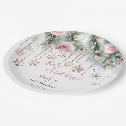 ベビーその冷たい冬の外の赤ちゃんシャワー食器 ペーパープレート (アングル)
